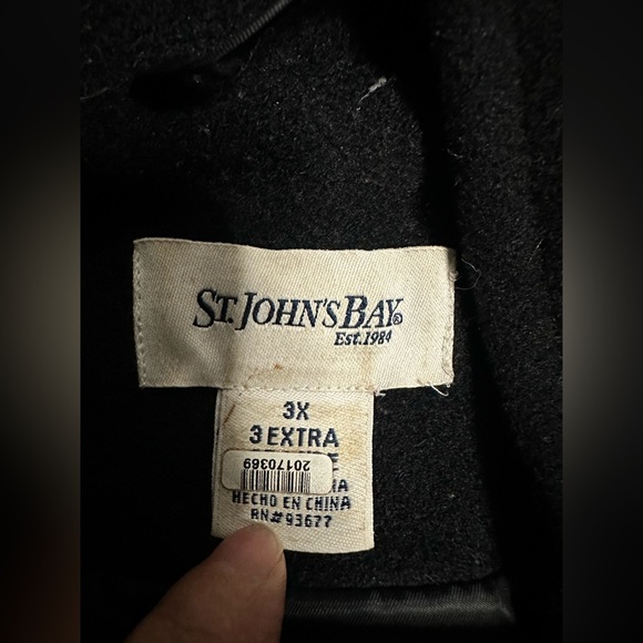 St. John's Bay Black Wool Blend Coat Jacket size 3X - Picture 3 of 6